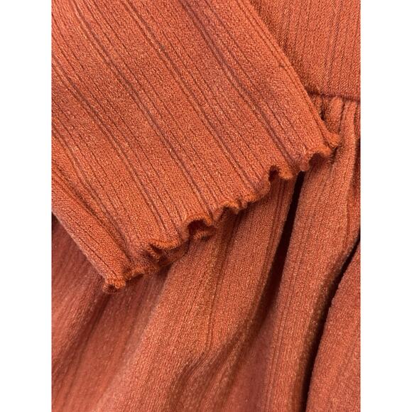 NWT Lulus Rust Ribbed Bubble-Hem Mini Dress Sz XL See Measurements In Photos - Picture 6 of 11